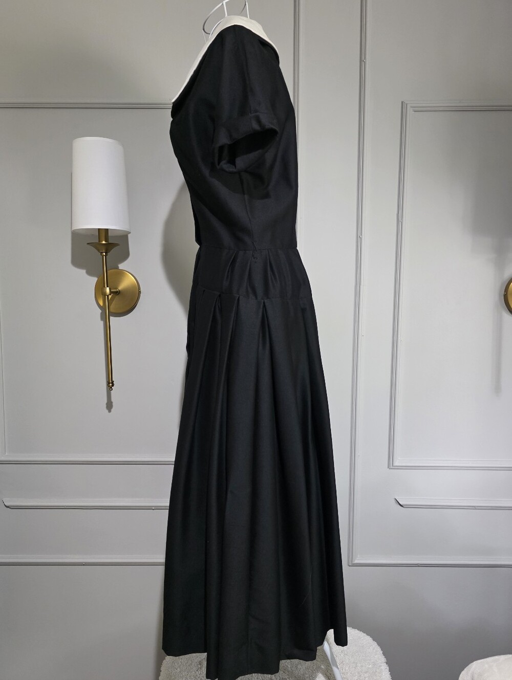 Vintage Christian Dior new York Black Midi Dress with White - Picture 6 of 16